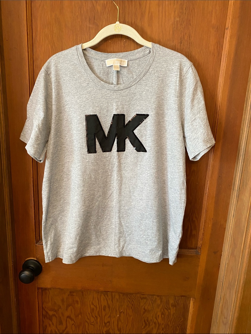 Michael Kors Light Gray Tee with Black MK Patch